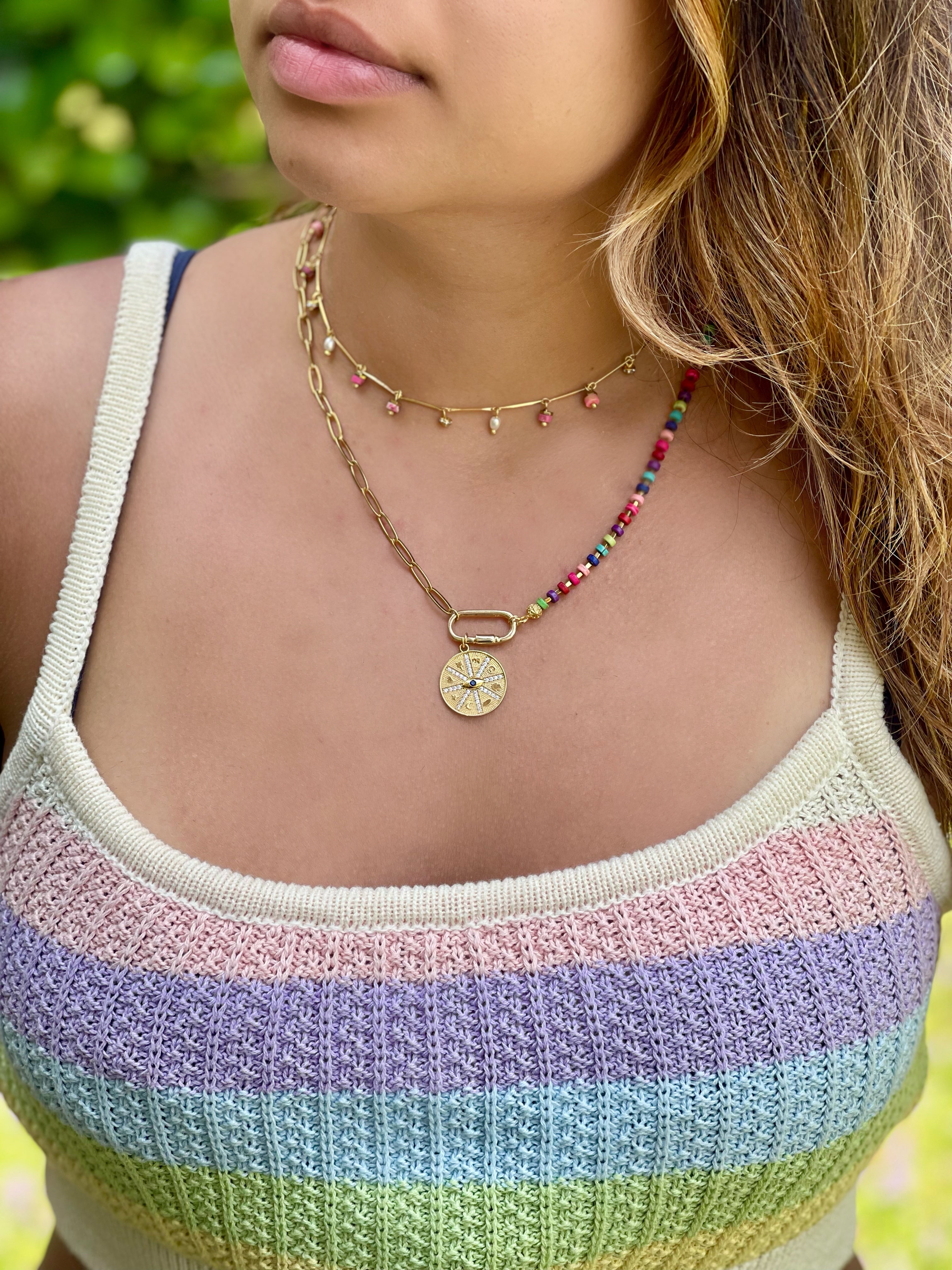 YOUR SIDE RAINBOW EVIL EYE NECKLACE