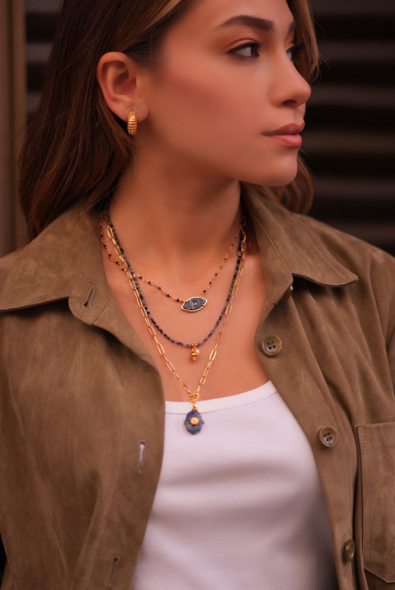 HAMSA LAPIS NECKLACE