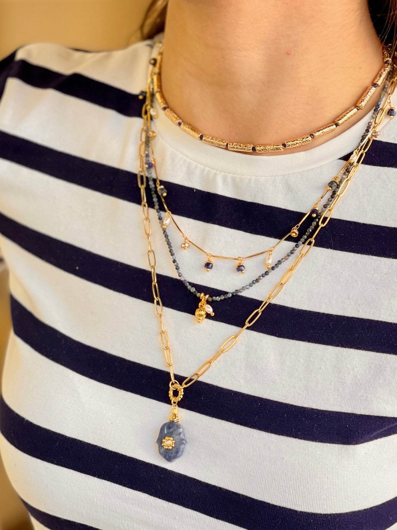 HAMSA LAPIS NECKLACE