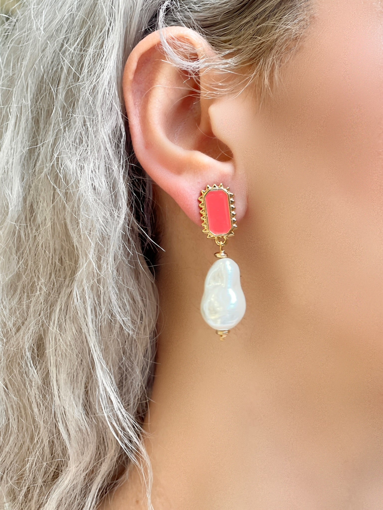 PORTOFINO ORANGE BAROQUE PEARL EARRINGS