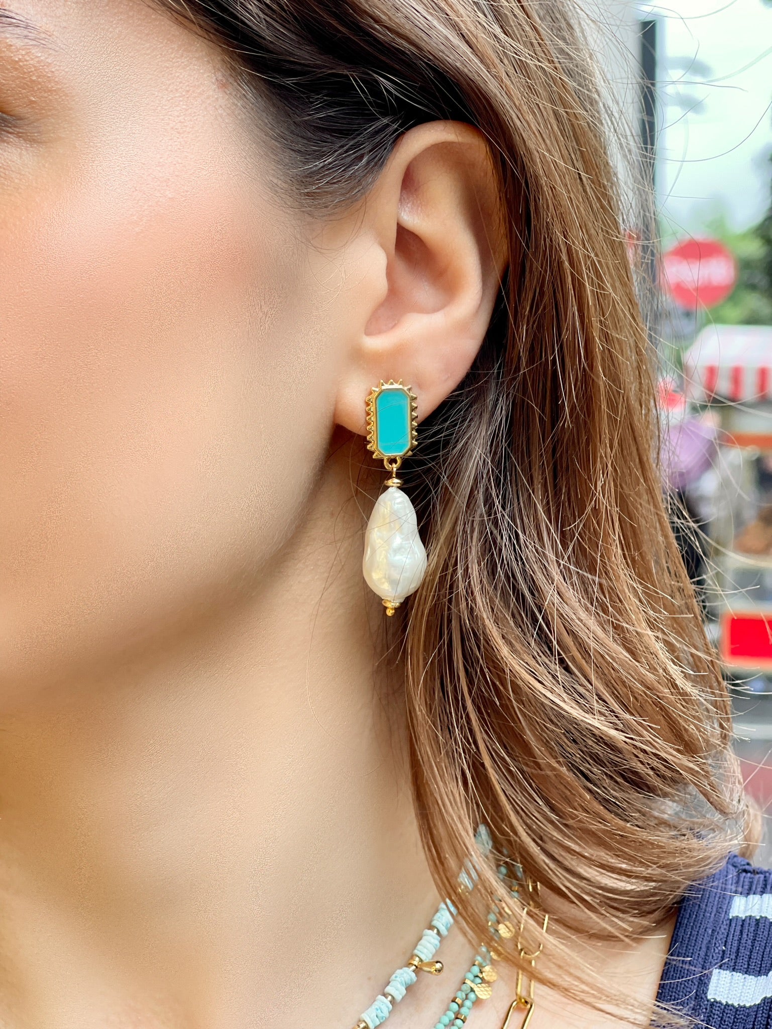 PORTOFINO TURQUOISE BAROQUE PEARL EARRINGS