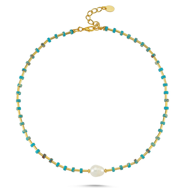 TURQUOISE LOVE PEARL NECKLACE