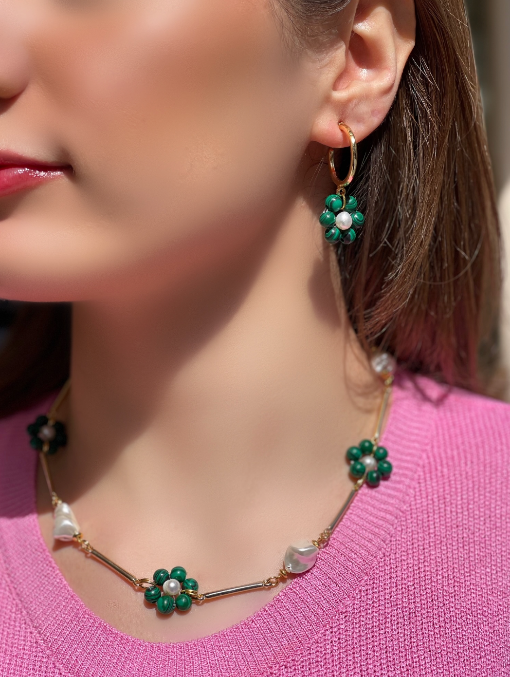 SUMMER BLOSSOM MALAHİT KOLYE