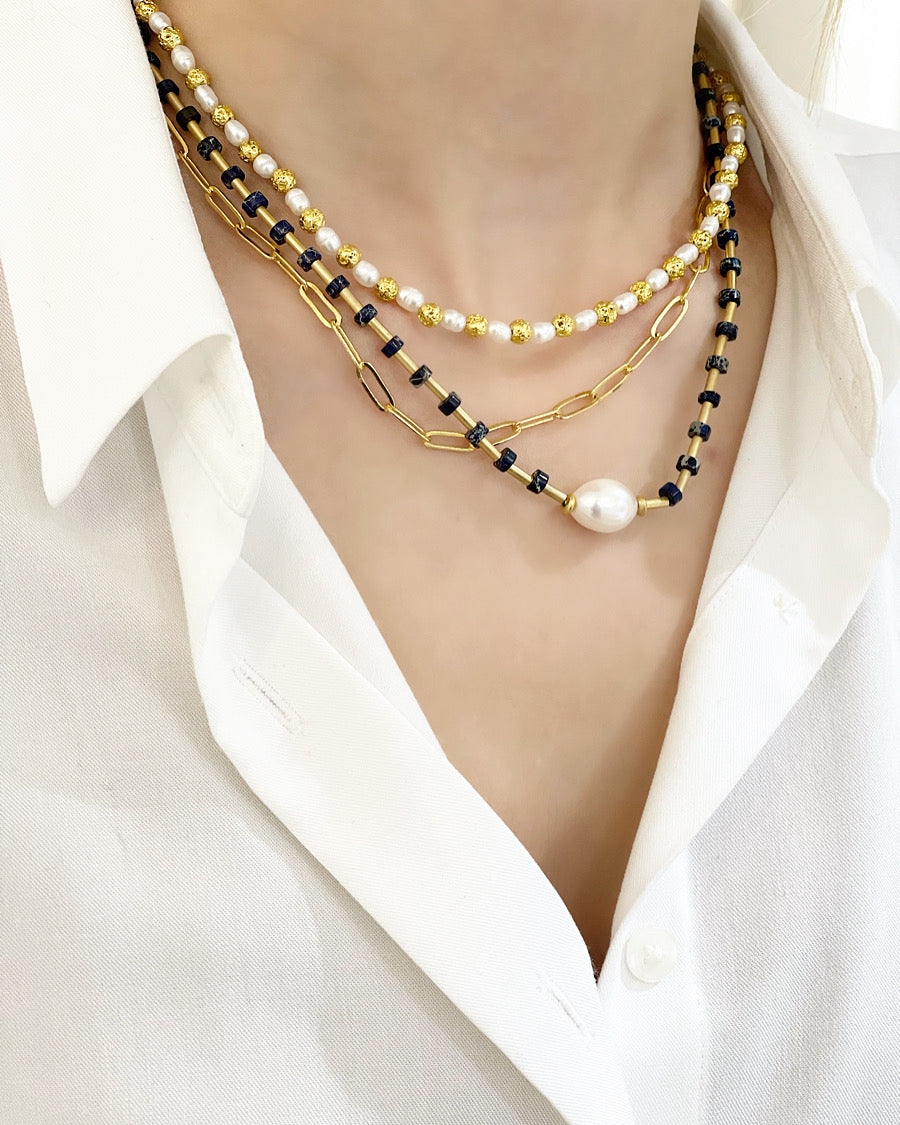 LAPIS LOVE PEARL NECKLACE