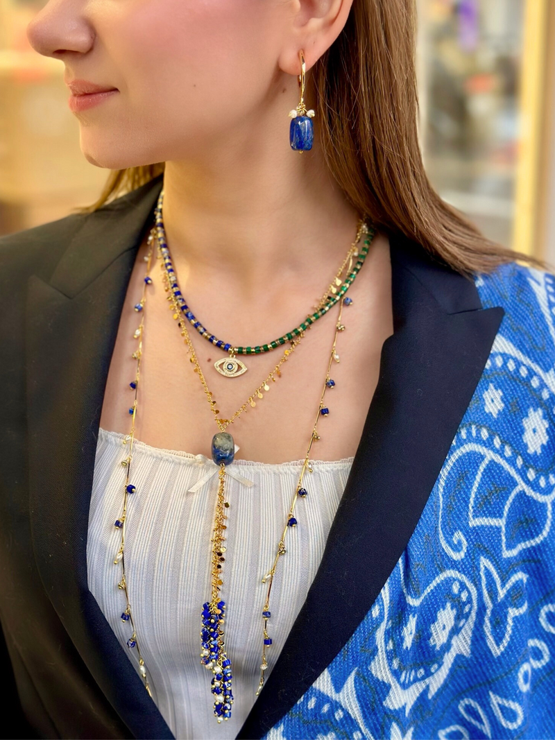 DANCING LAPIS LONG NECKLACE