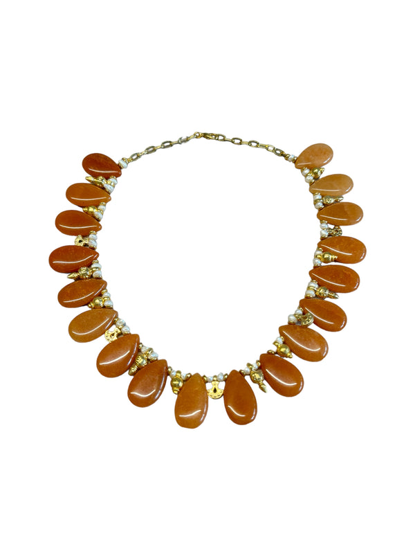 CARNELIAN NATURAL STONE PEARL NECKLACE