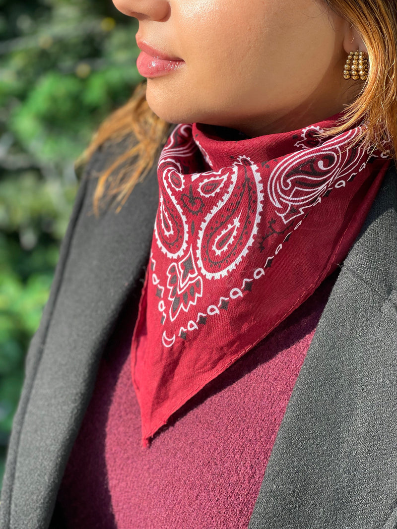 BORDO DESENLİ BANDANA