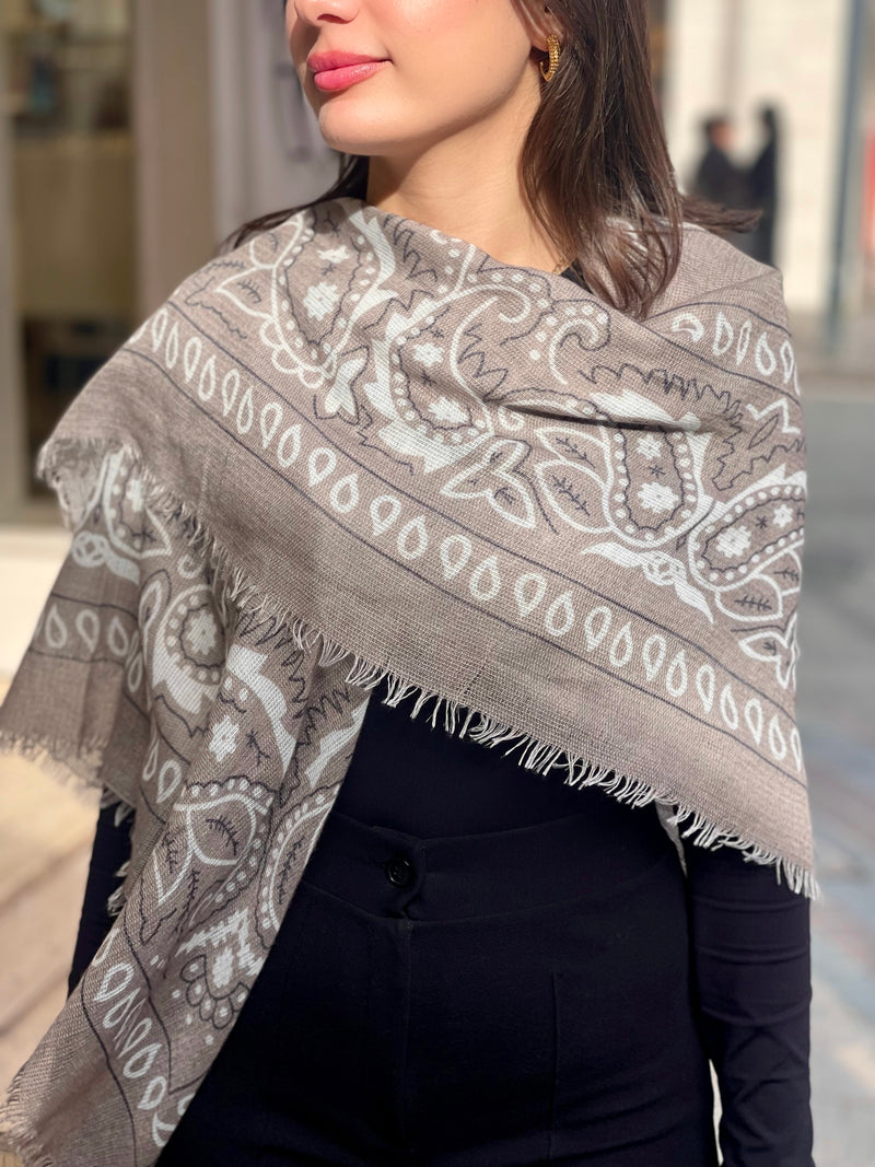 SOLANA BEIGE PRINTED SCARF