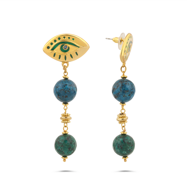 GUARDIAN GREEN EVIL EYE EARRINGS