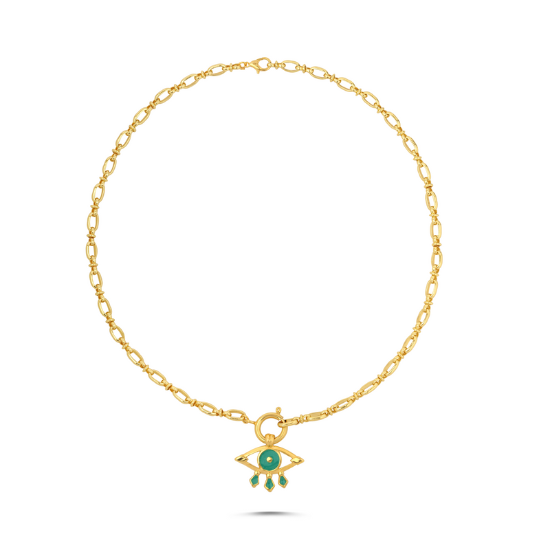 MIRAGE MINT GREEN EVIL EYE CHAIN NECKLACE