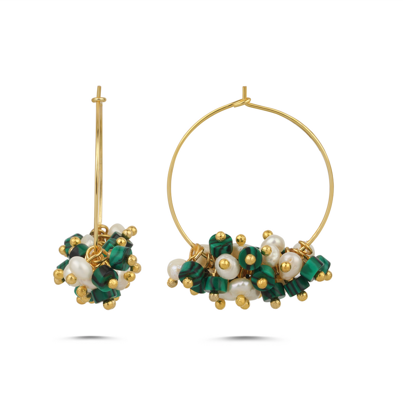 DIANA MALACHITE PEARL EARRINGS