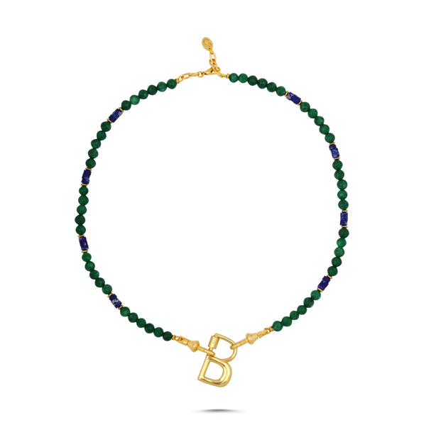 LETTER LOCK GREEN NECKLACE