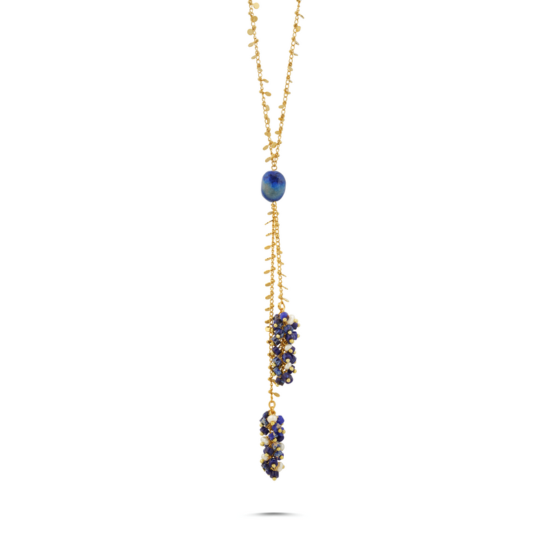 DANCING LAPIS LONG NECKLACE