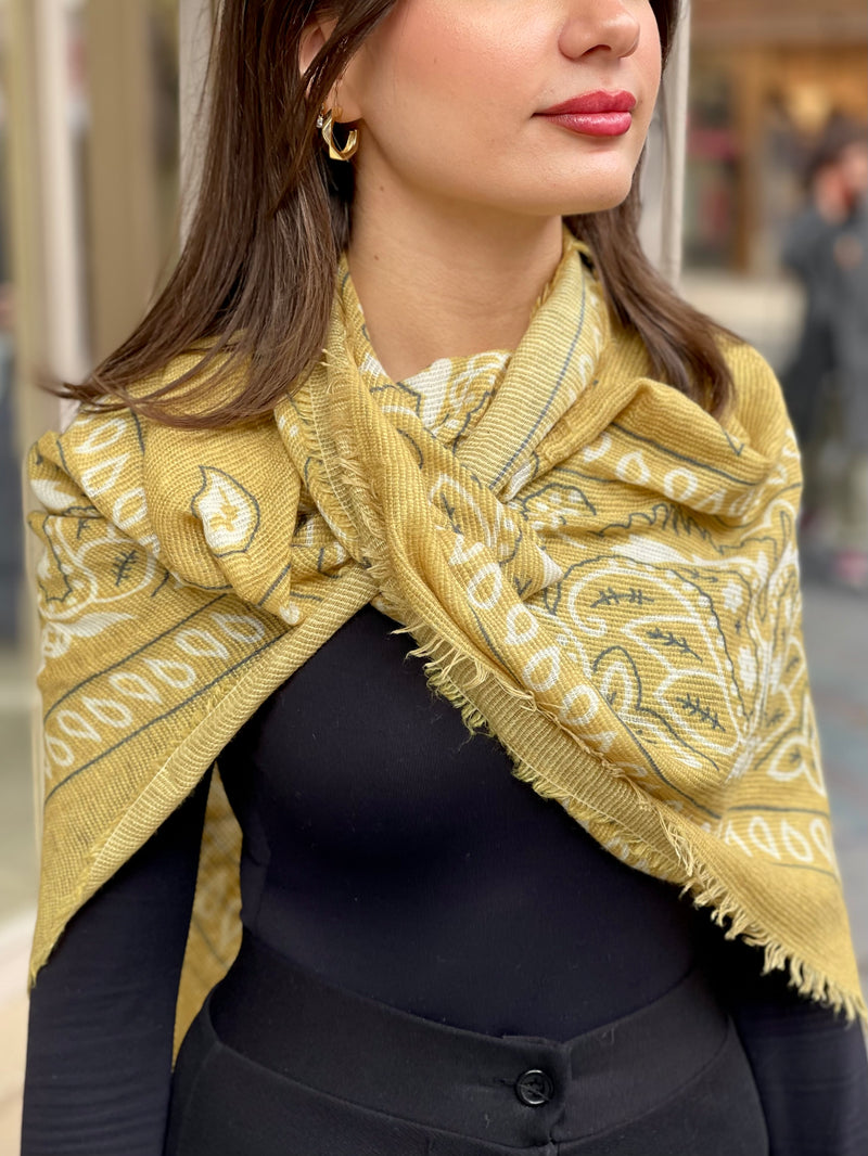 SOLANA YELLOW PRINTED SCARF