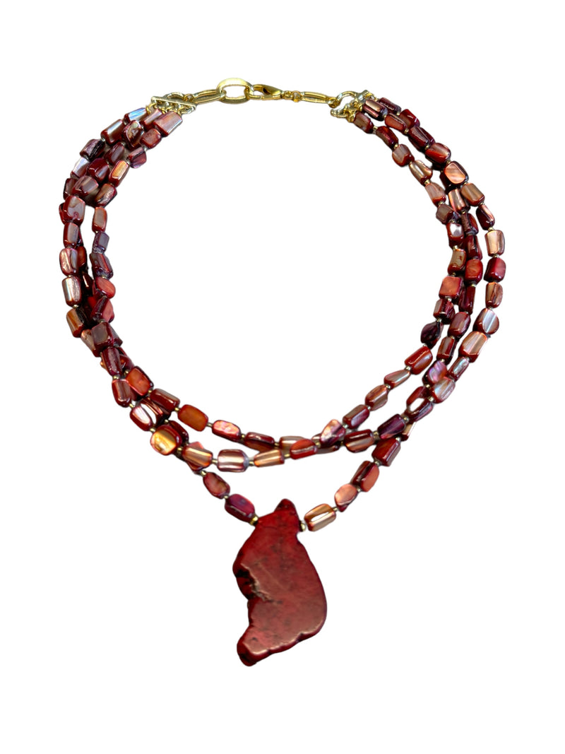 RED MOTHER OF PEARL NECKLACE