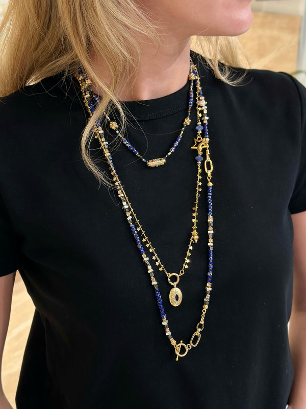 FORTUNE LAPIS LONG CHAIN NECKLACE