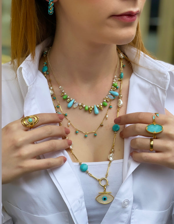 BARCELONA TURQUOISE NAZAR LONG NECKLACE
