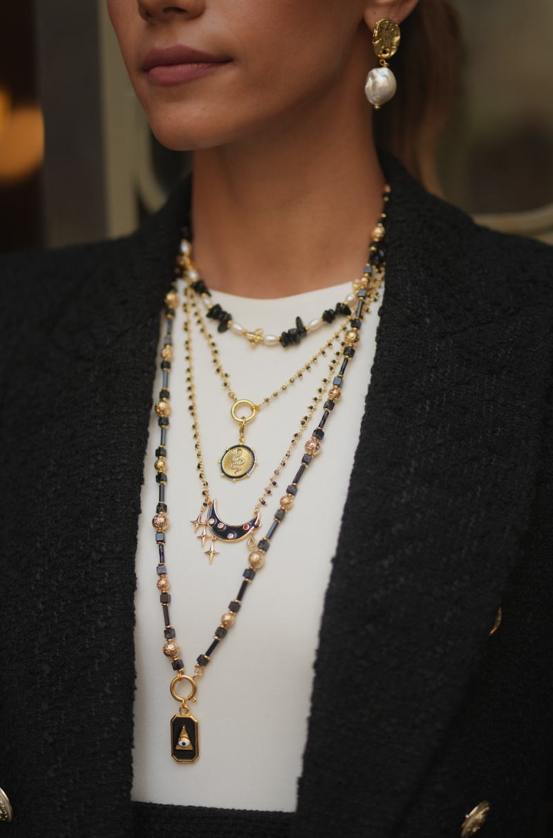 MARRAKESH BLACK DOUBLE ROW NECKLACE