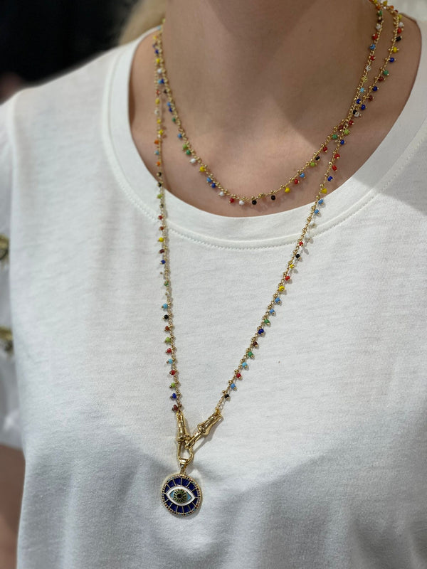 GYPSY MULTICOLORED BEADED CHAIN NECKLACE