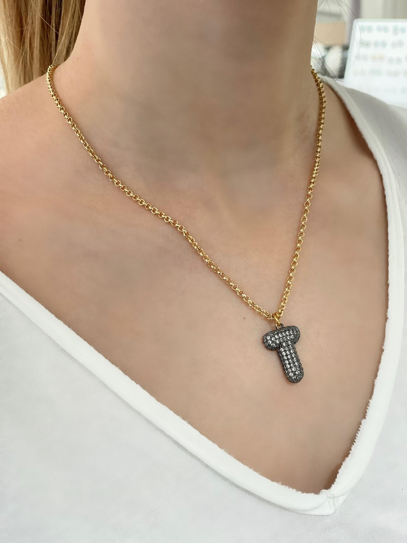 Ma Cherie Letter Rhodium Chain Necklace