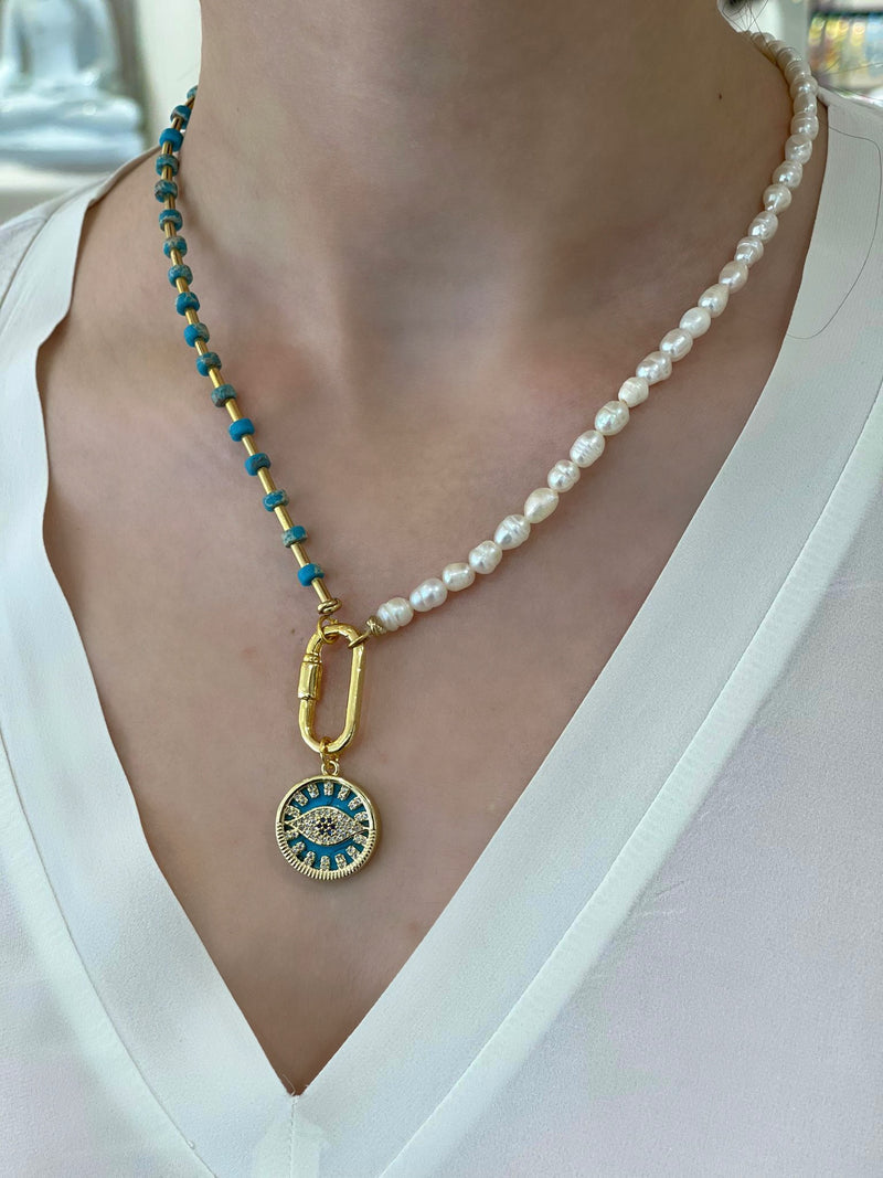 YOUR SIDE TURQUOISE PEARL NECKLACE