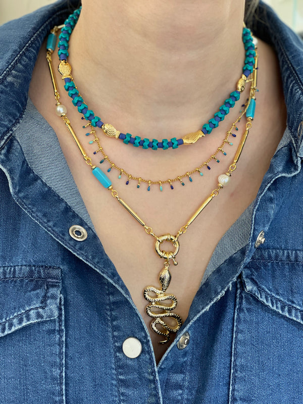 SERPENT TURQUOISE BEADED NECKLACE