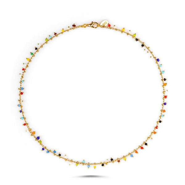 GYPSY MULTICOLORED BEADED CHAIN NECKLACE